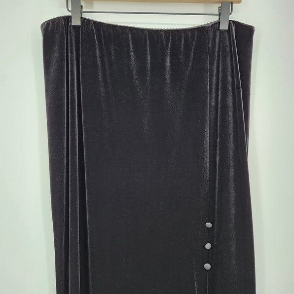 Alex Evenings Womens Black Velvet Maxi Skirt XL Glam NYE Formal Holiday Cocktail - Picture 2 of 7